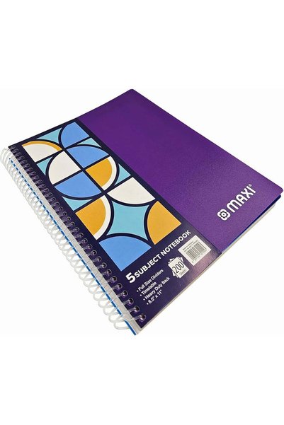 Generic Maxi Spiral Polypropylene 5 Subject Notebook, 11 x 8.5 Inches, 200 Sh...