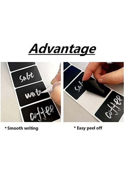 Generic Wavy Chalkboard Labels with Liquid Chalk Pen, 150 Reusable Erasable S...