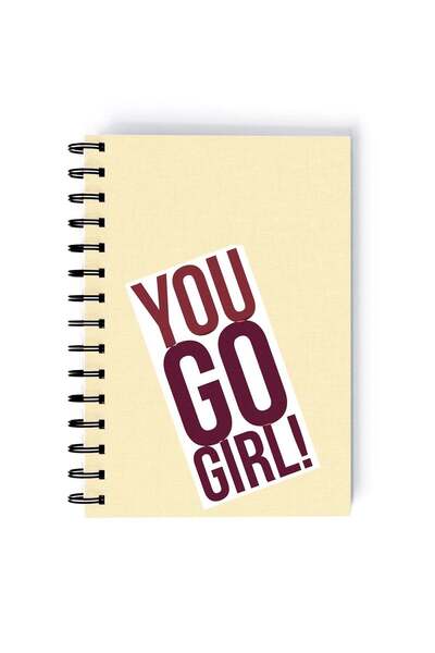 Generic Spiral A5 Notebook Women Empowerment Feminism Quote You Go Girl Beige...