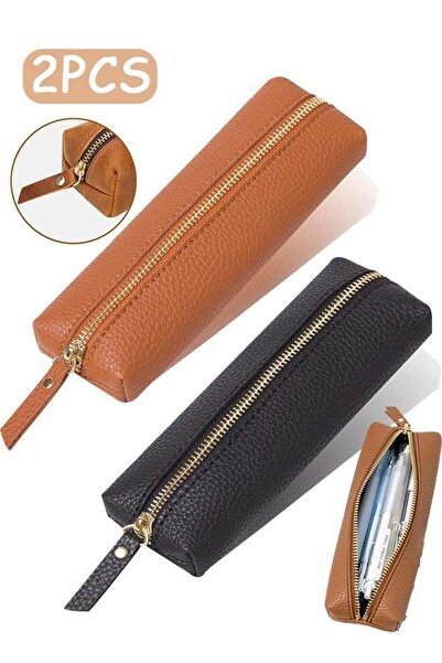 Generic 2 Pcs PU Pencil Pen Case Portable Stationery Bag Big Capacity Pencil ...