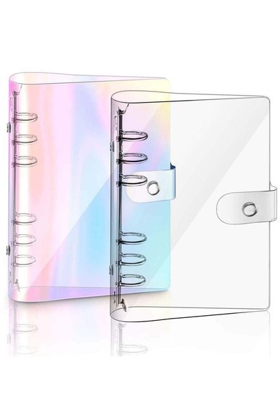 Generic 2 PCS A5 Rainbow Soft PVC Notebook Binder, Refillable Paper PVC Binder