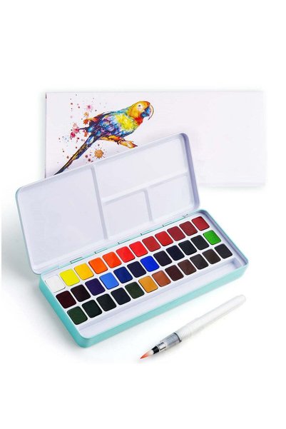 Generic 36 Colors Solid Watercolor Paint Set Not-toxic Paints Portable Metal ...