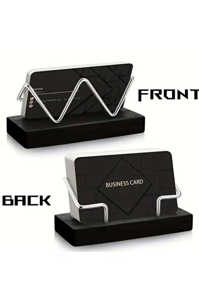 Generic Elegant Wooden Business Card Holder – Dual-Sided with Geometric Desig...