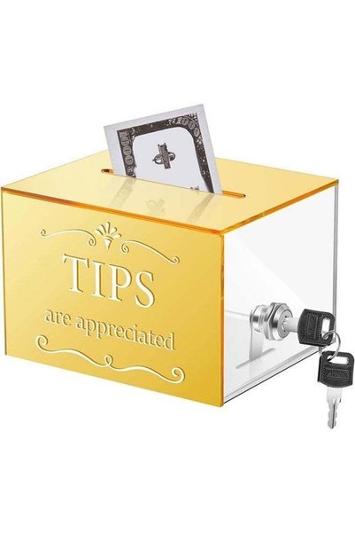 Generic Cash Boxes,Tip Jars for Money, Acrylic Tip Collection Box with Lock,D...