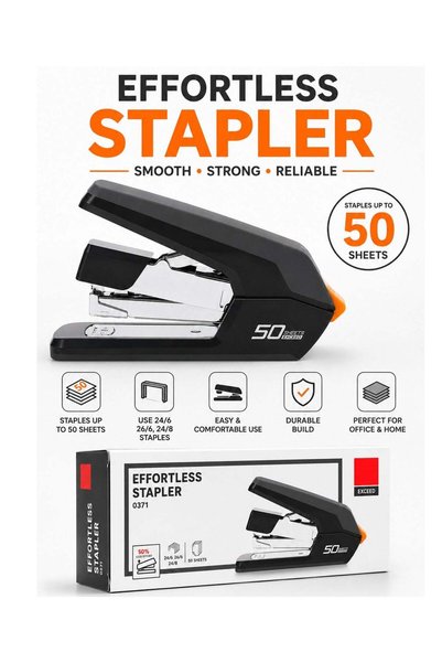 Generic 1-Piece Effortless Stapler With 50 Sheet Stapling Capacity