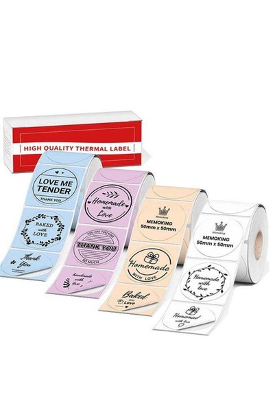 Generic 4 Rolls 50x50mm Multi-Purpose Round Thermal Label Stickers – Self-Adh...