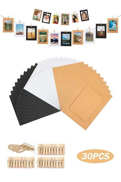Generic Paper Picture Frames 4x6'' - 30Pcs Black White Kraft Paper Photo Fram...