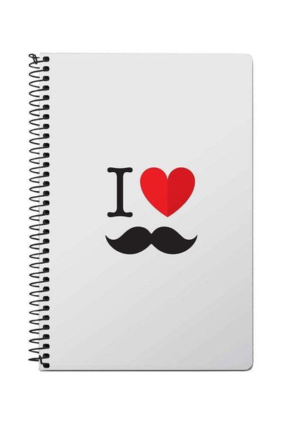 Generic I Love Moustashe A5 Spiral Notebook Grey