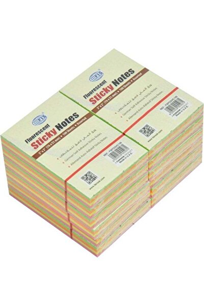 Generic FIS Sticky Notes, 4 Assorted Fluorescent Colors, 3 x 2 Inch, 100 Shee...