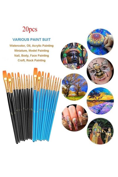 Generic 20 Pcs Paint Brushes, Paint Brush Set, Paint Brushes for Acrylic Pain...