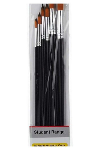 Generic Funbo Multi-Purpose Long Round Oil Color Brush Set - 6 Pieces (Sizes ...