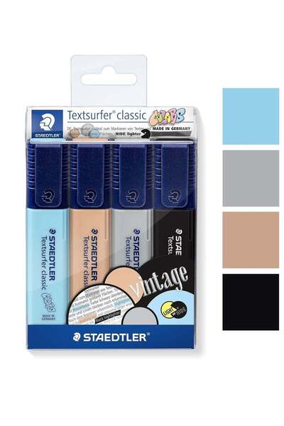 Generic 4-Piece Textsurfer Highlighter Chisel Tip Vintage Colours