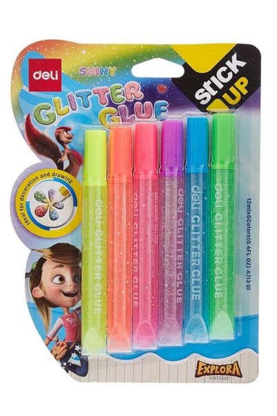 Generic Deli 6-Piece Glitter Glue Set Multicolour