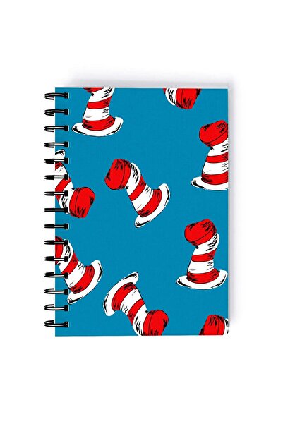 Generic Dr Seuss Hat Printed Spiral A5 Notebook Blue/Orange/White