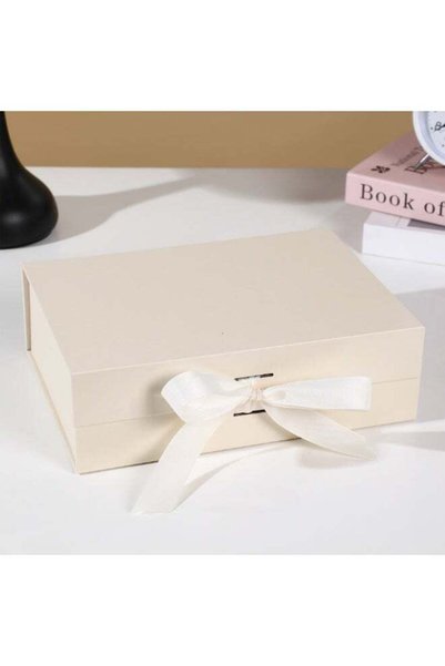 Generic Luxury Magnetic Gift Box, Beige Medium Gift Box with Ribbon, Folding ...