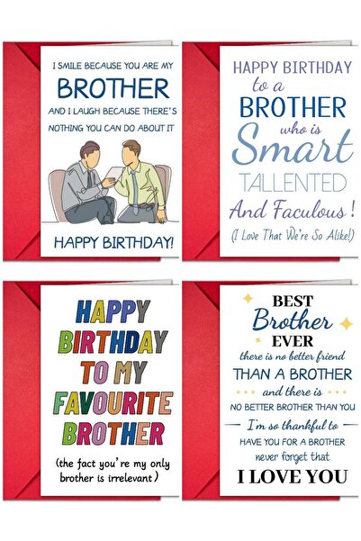 Generic Brother Birthday Greeting Cards with Envelopes – Funny & Heartfelt Bi...