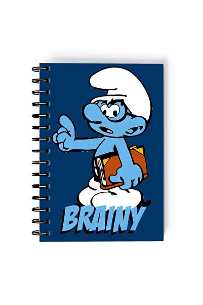 Generic Brainy Smurf Printed Spiral A5 Notebook Blue/White/Brown