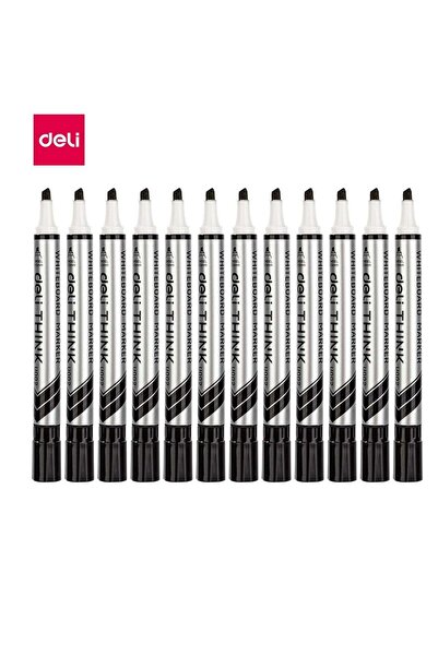 Generic Deli U002 Whiteboard Marker 2-5mm Black 12 Pcs Chisel Tip