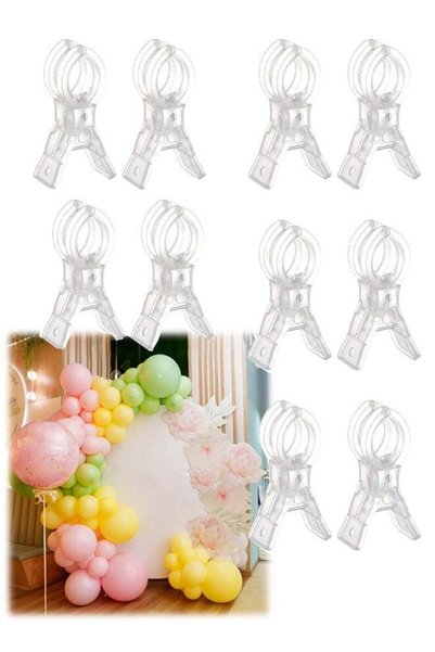 Generic 10 Pack Large Balloon Arch Clips Plastic Transparent Backdrop Spring ...