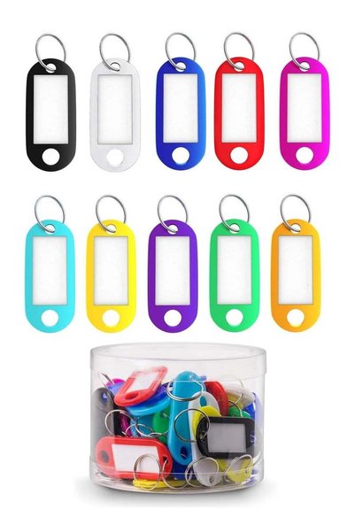 Generic Plastic Key Tags with Labels 50pcs Pack, Durable Keychain with Split ...