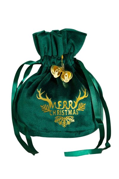 Generic Merry Christmas Fabric Gift Bag Green