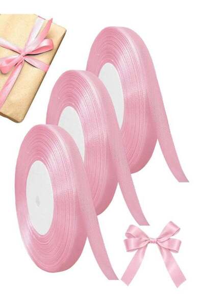 Generic 3 Volumes Light Pink Satin Ribbon 3/8 Inch x 25 Yards, Solid Color Li...