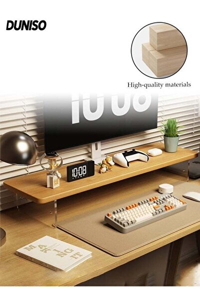 Generic Log Monitor Stand Riser,60cm Wood Desk Organizer with Keyboard Organi...