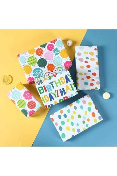 Generic 3pcs Birthday Wrapping Paper 70x50cm – Colorful Polka Dot Letter Gift...