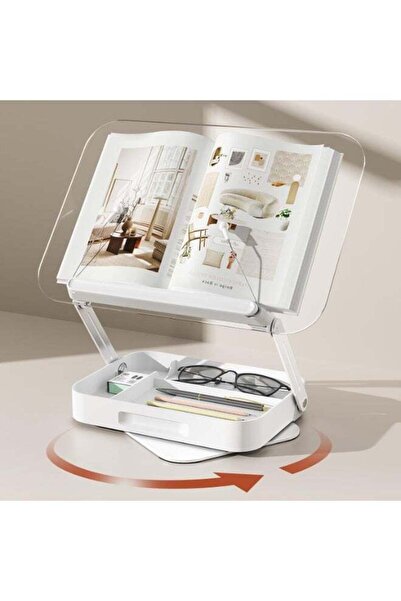 Generic Acrylic Book Stand with Storage, Adjustable Book Holder for Reading w...