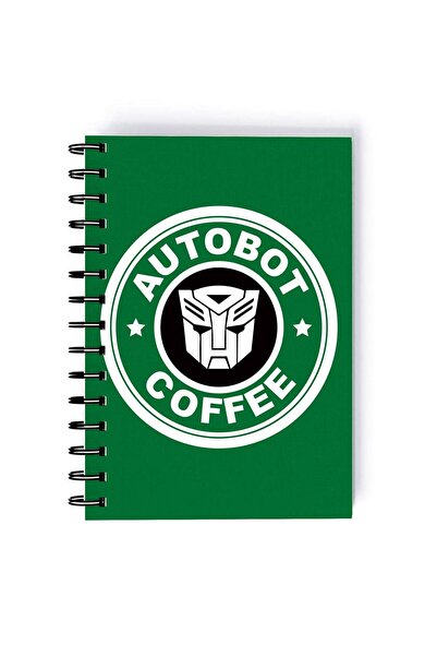 Generic Spiral A5 Notebook Green Logo Transformers Starbucks