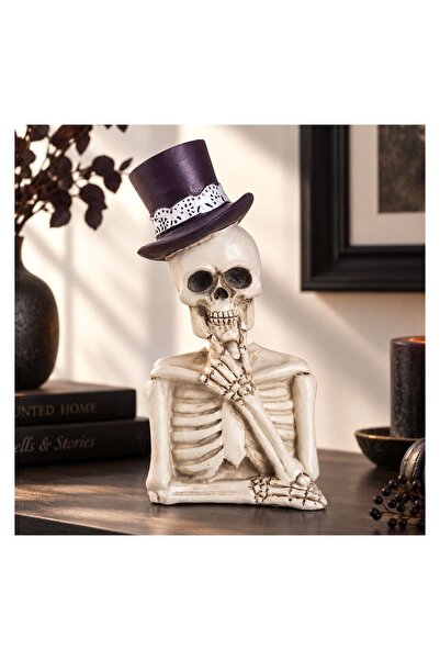 OEM Decorațiune de Halloween Schelet cu Palarie 8x7x16 cm – decor înfricoșăto...