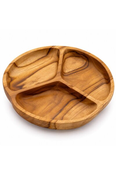 NATERIS Teak fruit bowl, 3 compartments, round, 30 × 30 × 7 cm