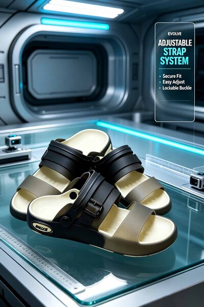 Khatwat Rijal Men's Two-Way Wear EVA Slides – Adjustable Straps & Cushioned F...