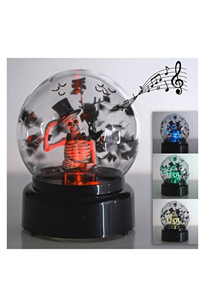 OEM Glob Decorativ de Halloween cu Schelet Zapada Neagra Sunet & Lumina Ø13x1...