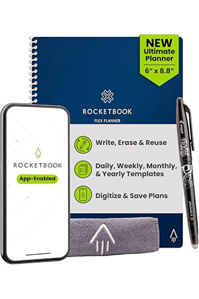 Rocketbook مفكرة ودفتر ملاحظات، فيوجن: مفكرة ودفتر ملاحظات ذكيان قابلان لإعاد...
