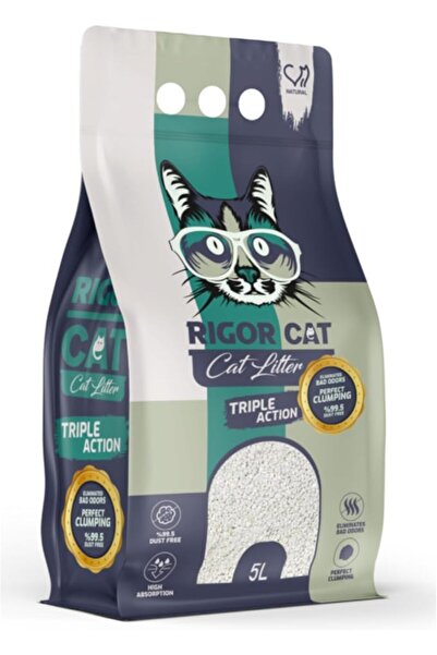 RIGOR CAT مسحوق قطط معطر بمسحوق الأطفال - فراش قطط متكتل 100% بنتونيت أبيض طب...