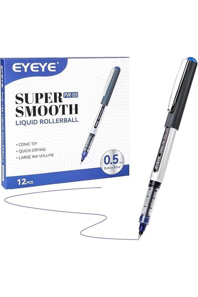 Eyeye مجموعة أقلام رولربول سوداء، 12 قلم، برأس دقيق 0.7 مم، سريعة الجفاف