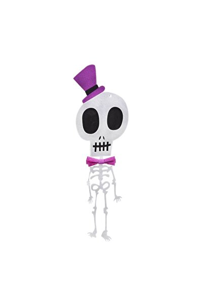 OEM Decorațiune de Halloween Schelet din Pasla cu Palarie Mov & Papion 14.5x4...