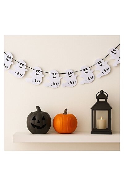 OEM Ghirlandă Decorativa de Halloween cu 8 Fantome din Fetru 3,5 cm – ornamen...