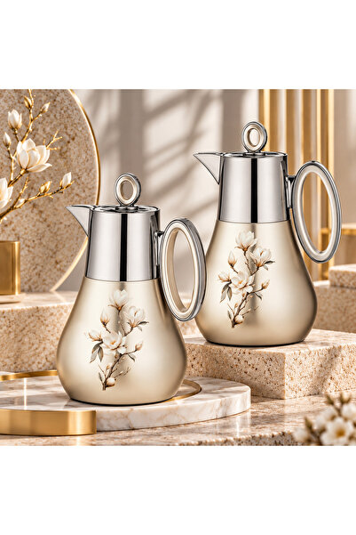 Dania Coffee & Tea Thermos Set 2 Pieces 1L Each Vacuum Flask Luxury Design Si...