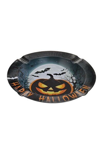 OEM Scrumiera Metalica cu Model Dovleac de Halloween Ø14 cm – decor înfricoșă...