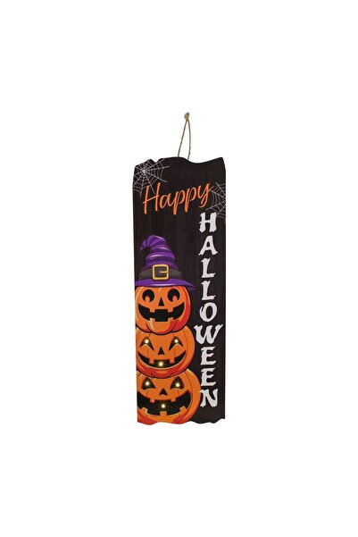 OEM Decorațiune de Halloween Suspendabila din Lemn Neagra Dovleci cu LED "Hap...