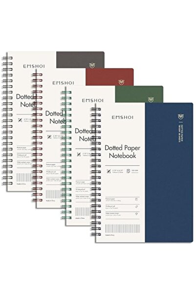 GENERAL EMSHOI Dotted Journal Spiral Notebook 5.7" x 8.22" - 4 Pack 640 Pages...