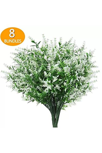 QGC Lavandă artificială alb-verde, set de 8 bucăți, 34 cm, 19g/bucată, floare...