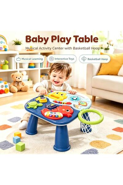 Berma Baby طاولة أنشطة للأطفال، لعبة موسيقية حسية ومركز تعليمي للأطفال الصغار...