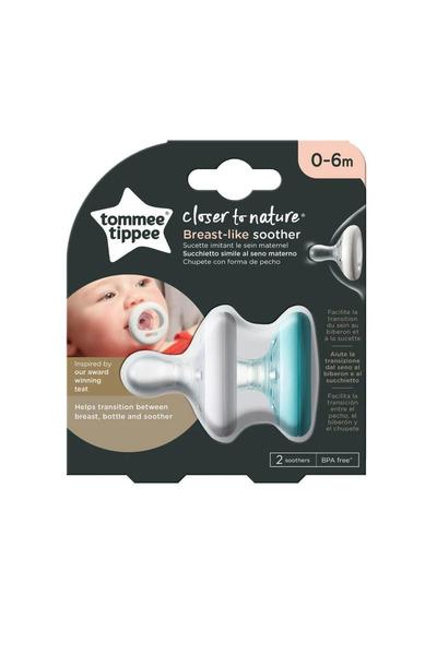 tommee tippee Breastlike Pacifier 2 Pack 0-6 Months Beigg-White