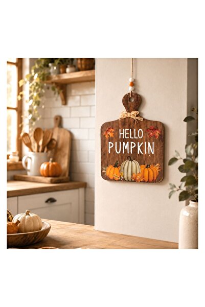 OEM Decoratiune Suspendabila din Lemn cu Frunze de Toamna & Dovleci "Hello Pu...