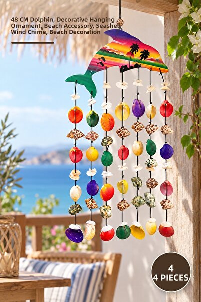 Yenilig 4 Pieces Seashell Fish Wind Chime – 48 cm Length, Decorative Hanging ...