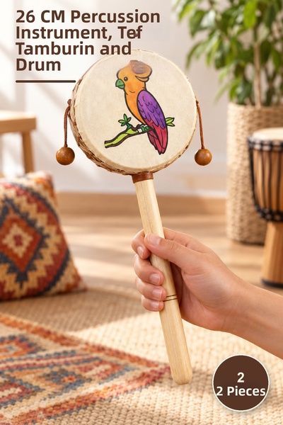 Yenilig 2 bucăți Tamtam din piele – Instrument de percuție de 26 CM, Tamburin...