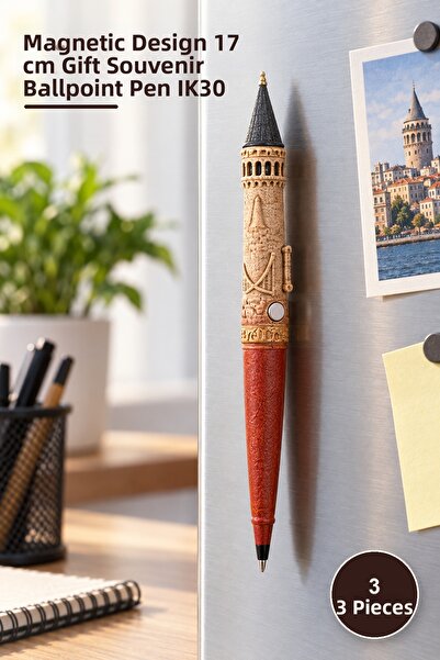 Yenilig 3 Pieces of Galata Tower Figured Magnetic Ballpoint Pen – Magnetic De...